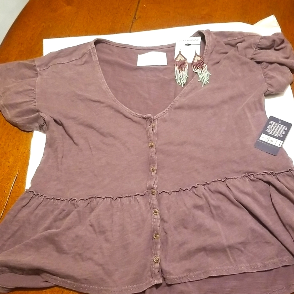 NWT Boho Soft Cotton Scoopneck "Tee", S